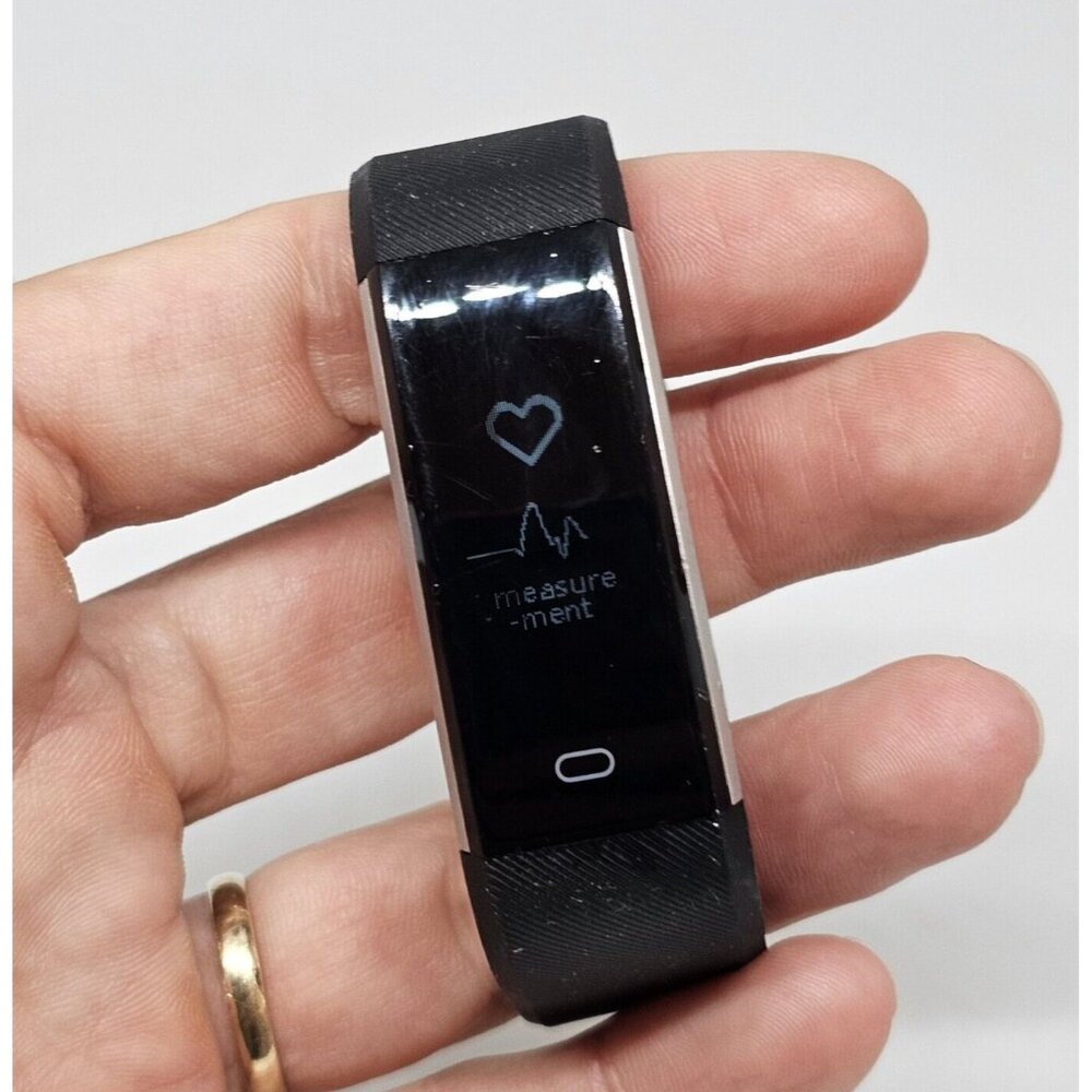 LETSCOM ID115PLUSHR Black Smart Watch Fitness Tracker Steps Heart Rate